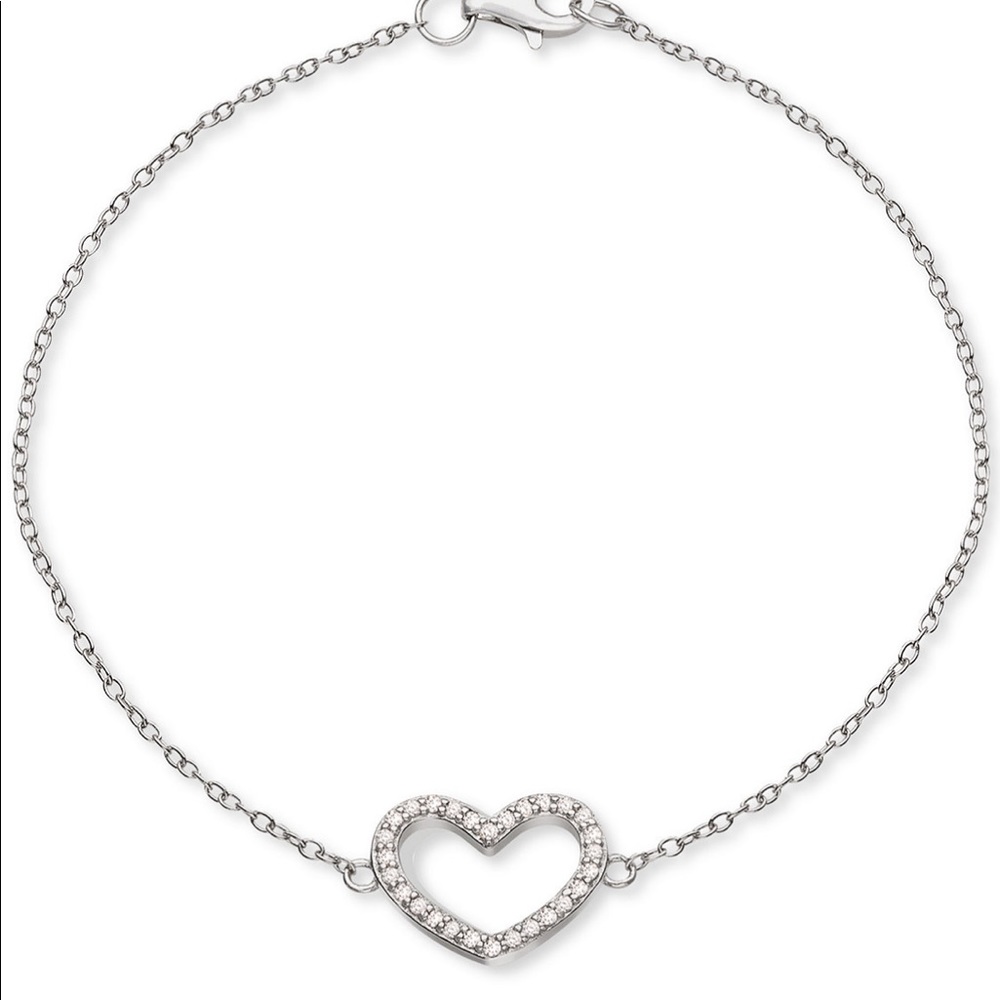 Sterling silver open heart link bracelet 7 1/2”